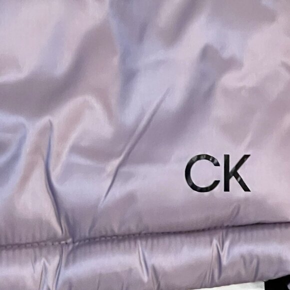 Calvin Klein Performance Metallic Cropped Puffer Vest Size Large Lavender Boxy - Picture 4 of 9